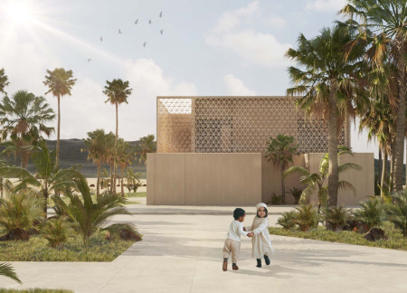 Charred Wooden Shingles and Glass Facade in a Community-Focused Residential Hub