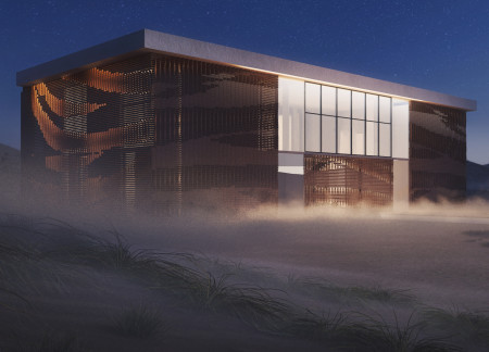 Windcatcher Design Featuring Cavity Walls and Sustainable Materials for Desert Living