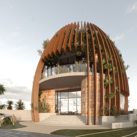 Sustainable Shell Structure Featuring Sand Blocks and Natural Ventilation for Modern Living