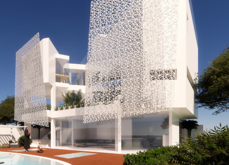 Aluminum Lattice Work and Rooftop Gardens Enhance Sustainable Living in Modern Residential Design