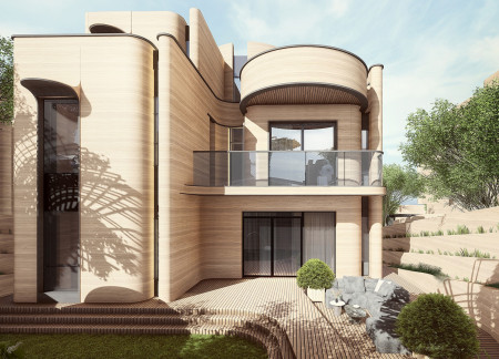 Rammed Earth Structure Integrating Natural Vegetation for Sustainable Family Living