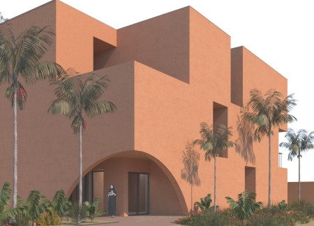 Lime Concrete and Earth Plaster Harmonizing with a Central Courtyard in a Family Residence