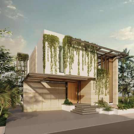 Sustainable Limestone Facade Embracing Natural Light in a Courtyard-Driven Home