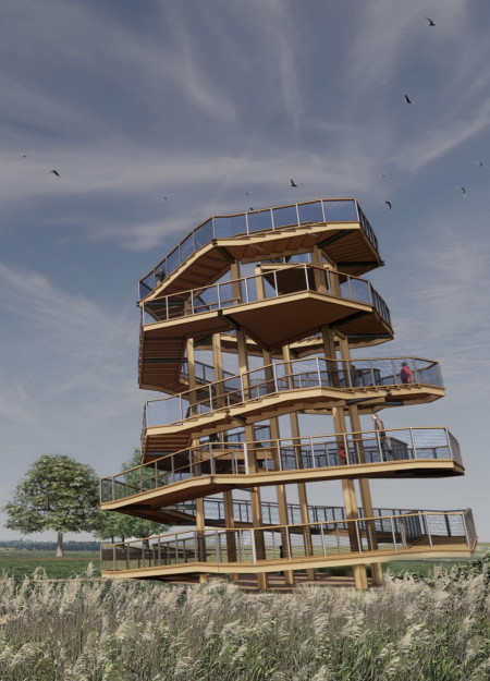 Spiral Structure of Timber and Steel Enhances Community Engagement in Prairie Landscape