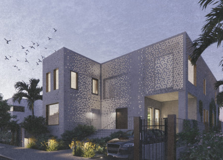 Perforated Panels and Sky Well Create an Oasis in a Sustainable Desert Residence