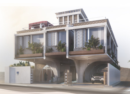 Perforated Facade and Bio-Cement Structure in a Sustainable Desert Residence