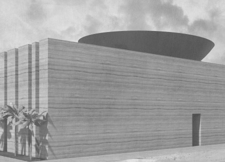 Rainwater Harvesting Atrium Enclosed by Earth Walls and Natural Timber