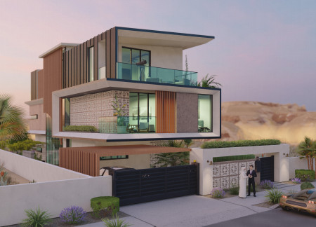 Natural Stone and Vertical Gardens Define a Sustainable Desert Residence