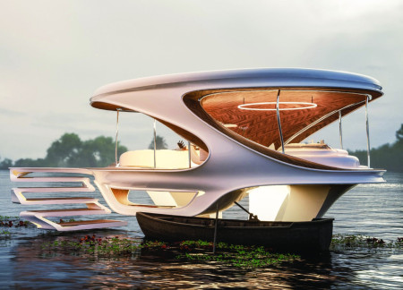 Floating Bamboo Shelter with Eco-Composites and Solar Integration