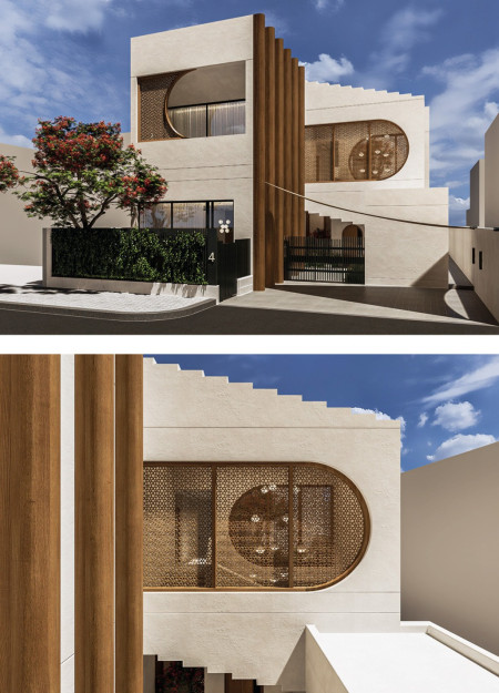 Curvilinear Forms and Natural Stone Create Community-Centric Living Spaces