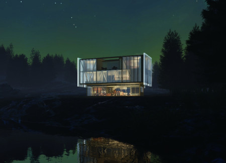 Translucent Polycarbonate Facade Melds with Steel Framework in a Wellness Retreat Designed for Hydrotherapy and Community Engagement