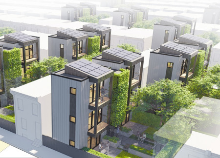 Charred Wooden Shingles and Cross-Laminated Timber in a Compact Urban Housing Solution