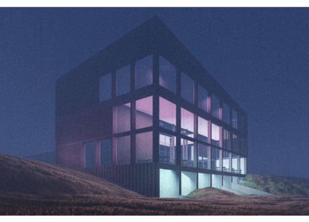 Charred Wood Accents and Transparent Facades in a Multi-Functional Community Space