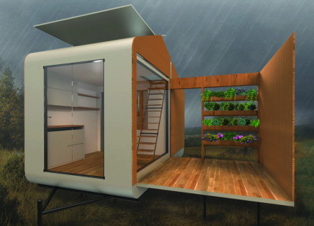 Charred Wood Shingles and Composite Design in a Transportable Living Unit