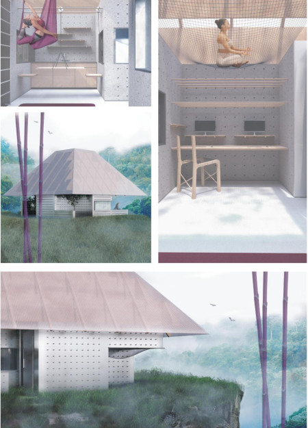 Pyramid-Shaped Dwelling Crafted from Recycled Plastics and Concrete Emphasizing Modular Living