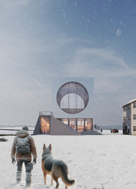 Circular Facade of Reflective Metal and Laminated Timber Creates a Tranquil Spa Experience