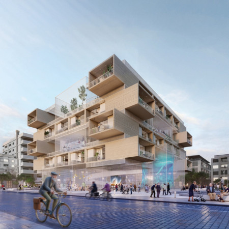 Charred Wooden Shingles and Precast Concrete Forming an Intergenerational Community Hub