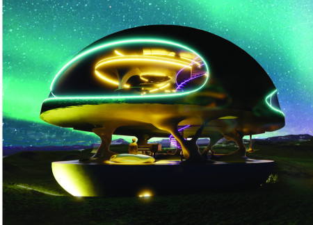 Geothermal Spa Constructed with Sustainable Pinewood and High-Performance Concrete