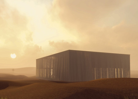 Chipped Panels and Natural Textiles in a Flexible Desert Retreat