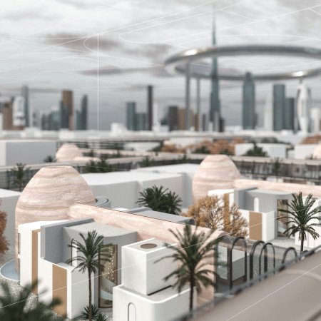 Elevated Walkways and Natural Stone Integrate Community Living in Urban Harmony