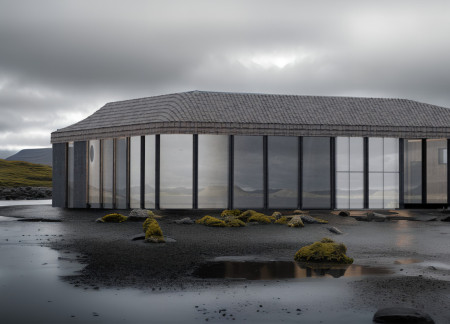Charred Wooden Shingles and Panoramic Views in a Geothermal Spa Retreat