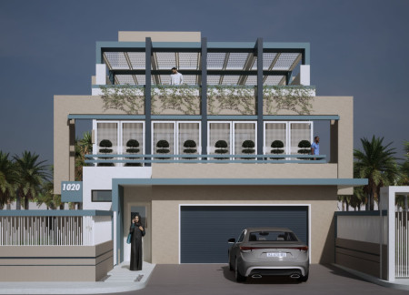 Charred Wooden Screens and Sustainable Terraces in a Modern Emirati Family Home