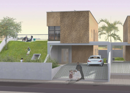 Poured-Earth Construction with Water Harvesting Systems in a Sustainable Community Dwelling