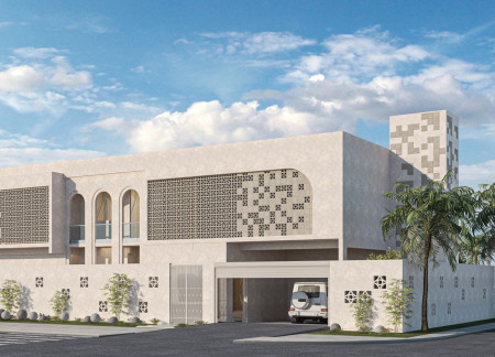 Rammed Earth and Granite Mashrabiya Create Harmonious Family Residence in Dubai