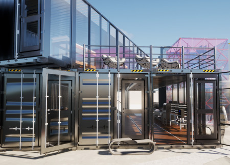 Charred Wooden Shingles and Glass Facades in a Multifunctional Urban Structure