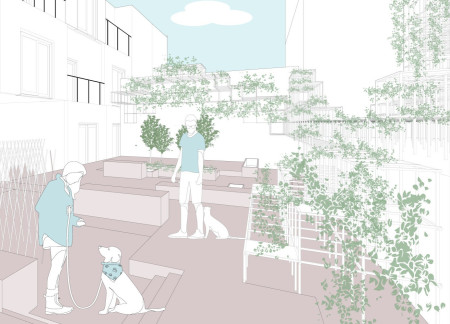 Rooftop Garden and Brick Facade Enriching Community Spaces for Seniors