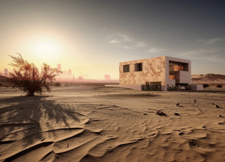 Cave-Inspired Design Featuring Local Stone and Flexible Family Spaces in a Desert Context