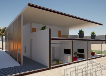 Curvilinear Facade Featuring Photovoltaic Panels and Sustainable Timber Elements in Contemporary Residential Design