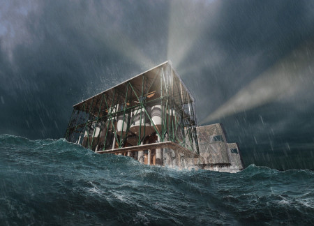 Piston Mechanisms and Hdpe Cladding Define a Flexible Community Residence in Arid Landscapes