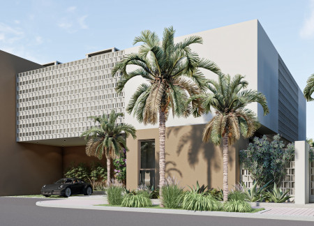 Breeze Block Facade with Green Roofs Envelops a Family Residence in a Desert Community