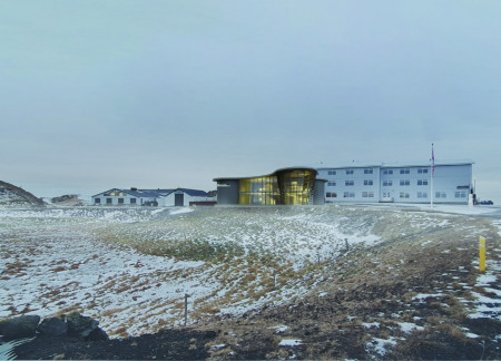Charred Wood Shingles and Glass Walls Integrated into a Spa and Brewery in Iceland