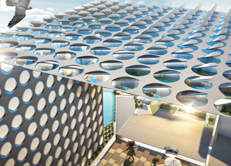 Charred Wood Shingles and Metal Panels Define a Sustainable Residential Structure in a Desert Climate