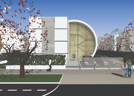 Curved Fa&ccedil;ade Enhanced by Fiberglass and Natural Light in Contemporary Family Living