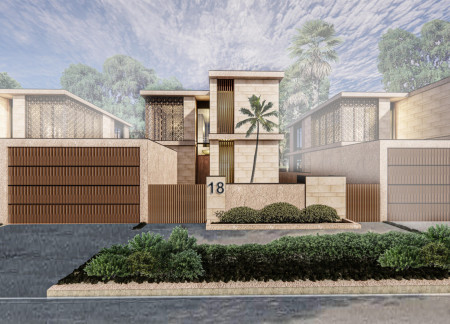 Modular Living Spaces Crafted with Limestone and Glass Efficiently Integrating Community Focus