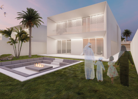 Grc Panels and Green Walls Enhance Modern Family Living in Desert Climate