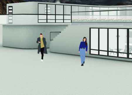 Curvilinear Design of Natural Stone and Glass Facilitates Wellness in Geothermal Landscape