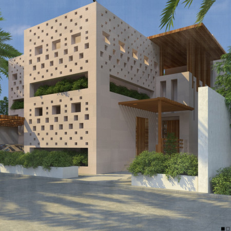 Natural Mud Brick Residence Featuring Sustainable Grey Water Recycling Systems