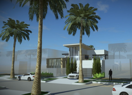 Natural Stone Cladding and Transparent Glass Panels Defining a Modern Multi-Functional Living Space