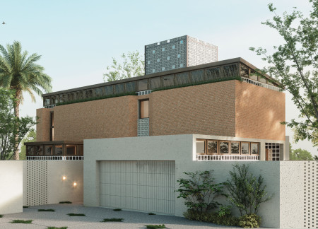 Breeze Blocks and Adobe Walls Shaping Sustainable Living in a Flexible Home