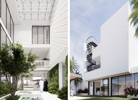 Perforated Concrete Facade and Native Landscaping Enhance a Sustainable Urban Oasis