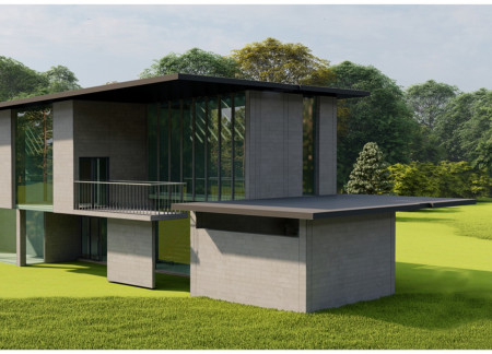 Charred Wooden Shingles and Concrete Integration in a Multifunctional Residential Space