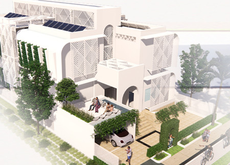 Charred Wooden Shingles and Green Walls Enhance Sustainable Living in an Eco-Friendly Residence