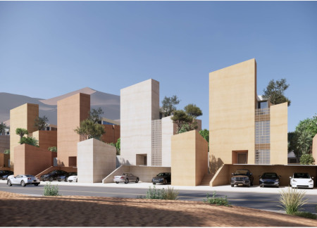 Rammed Earth and Mashrabiya Screens Elevate Sustainable Living in a Harmonious Community Structure