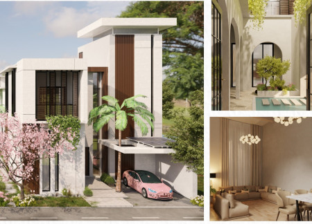 Lime Stone and Clay Brick Residence Featuring a Central Courtyard for Climate Adaptation