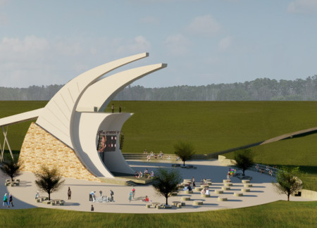 Elevated Observation Tower Featuring Native Stone and Reticular Steel Integration