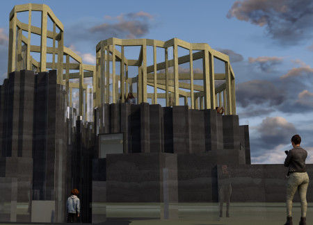 Rammed Earth and Mass Timber Structure Nestled Within Basalt Formations Supporting Community Engagement